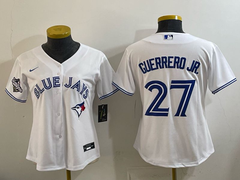 Women Toronto Blue Jays #27 Guerrero jr White 2026 Nike Game MLB Jersey 003